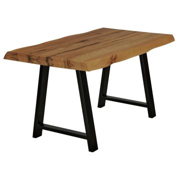 Bodahl Esstisch 140x80 cm rustikale Eiche oilfinish Baumkante Stahlgestell Hugin