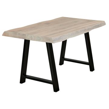 Bodahl Esstisch 140x80 cm rustikale Eiche whitewash Baumkante Stahlgestell Hugin