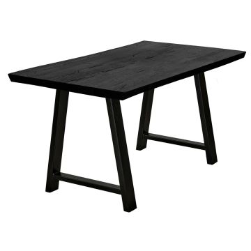 Bodahl Esstisch 140x80 cm rustikale Eiche moccablack schweizer Kante Stahlgestell Hugin