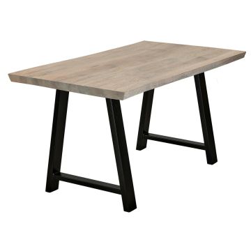 Bodahl Esstisch 140x80 cm rustikale Eiche whitewash schweizer Kante Stahlgestell Hugin