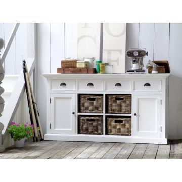 Anrichte Landhausstil weiß antik Halifax 4 Schubladen 2 Türen 4 Körbe