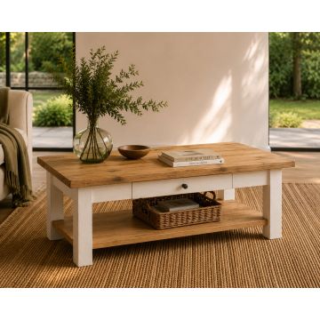 Couchtisch Eiche massiv Ariege Ivory 120x60 cm Calverton