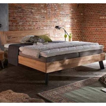 Bett Eiche massiv Stahlfüße Modern Sleep