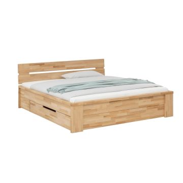 Bett Kernbuche massiv 200x200cm Schubladenbett Cassandra