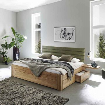 Bett Wildeiche sandgestrahlt 180x200 cm Cordkopfteil mit Bettkasten