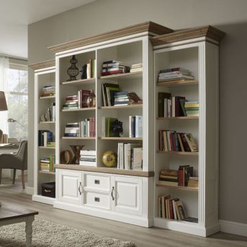 Bücherschrank Landhausstil Chic Oak mit 2 Türen 2 Schubladen