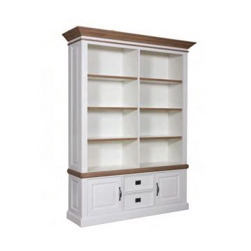 Bücherschrank Landhausstil York Shabby chic Oak 2 Türen 2 Schubladen _ Schmuckseite mit Rahmenfüllung