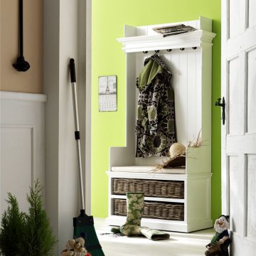 Landhausstil Garderobe weiß antik Halifax mit Körben
