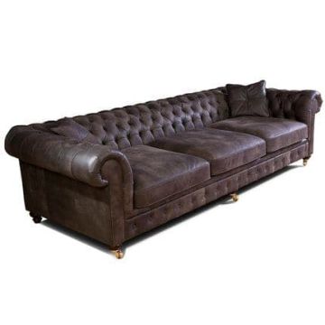 Ledersofa Chesterfield 3-Sitzer mit Knopfheftung sehr bequem