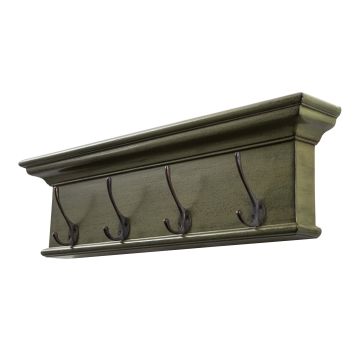 Garderobenbrett Shabby chic 4 Kleiderhaken green black antique Halifax