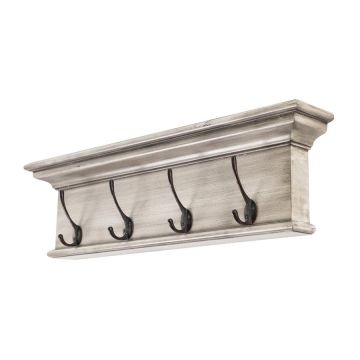 Garderobenbrett 4 Kleiderhaken White Rustic Halifax