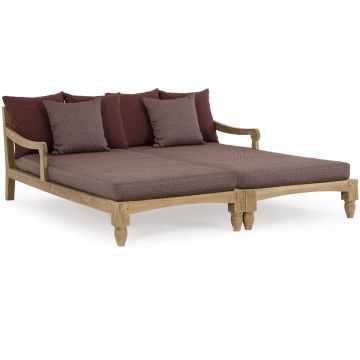 Daybed Outdoor wetterfest Teak Bali inkl Polster Wine