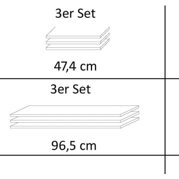 Einlegeboden 3er Set 47,4 cm Kleiderschrank Almena 5 türig