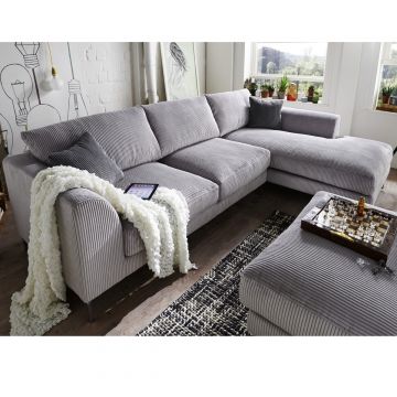 Ecksofa Cord mit Ottomane Reno