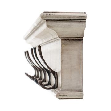 Garderobenbrett 6 Kleiderhaken White Rustic Halifax