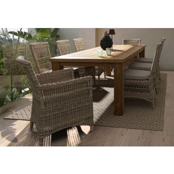 Garten Essgruppe Teak Polyrattan 240x100 cm 8 Personen