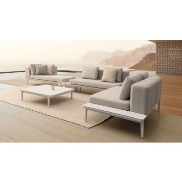 Garten Lounge Ecksofa modular wetterfest Matrix weiß 348x273 cm