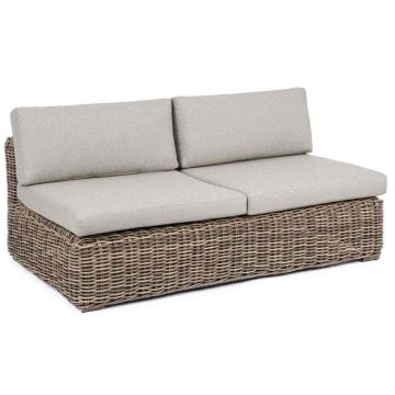 Gartenlounge Polyrattan braun 2 Sitzer Modul Coraline mit Polster