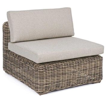 Gartenlounge Polyrattan braun Sessel Modul Coraline mit Polster