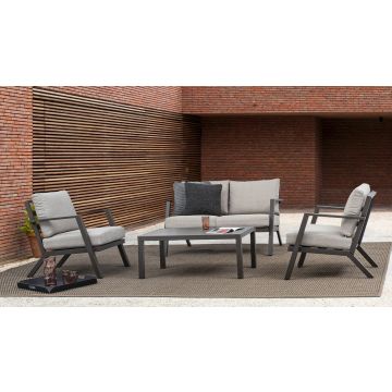 Gartenlounge Set wetterfest anthrazit Aluminium Harlem 4er-Set