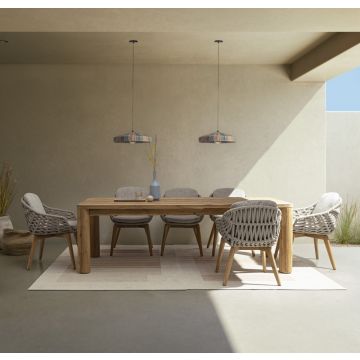 Gartenmöbel Set beige Tisch 240x100cm + 6 Gartenstühle 