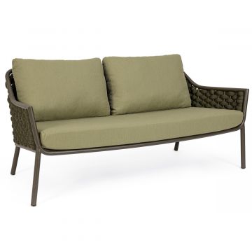 Gartensofa 2-Sitzer grüm Aluminium Everly mit Polstern wetterfest