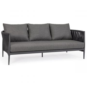 Gartensofa wetterfest 3-Sitzer Aluminium anthrazit Jacinta