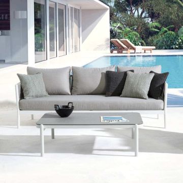 Gartensofa 3 Sitzer Aluminium weiß mit Polster Florencia