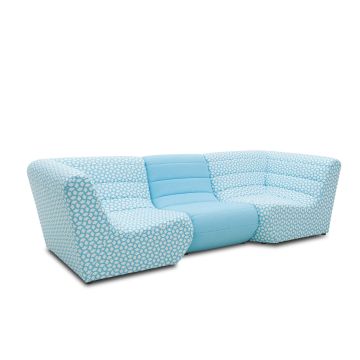 Gartensofa 3 Sitzer wetterfest Solido Outdoor Sofa türkis weiß