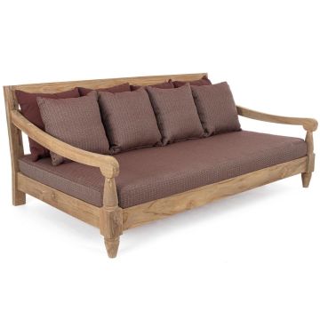 Gartensofa Outdoor Teak Bali 2-Sitzer wetterfest Polster wine rot