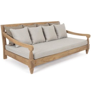 Gartensofa Outdoor Teak Bali 2-Sitzer wetterfest Polster natur