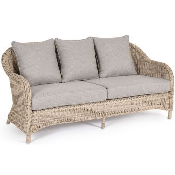 Gartensofa Polyrattan beige 3 Sitzer mit Polstern wetterfest Aditya