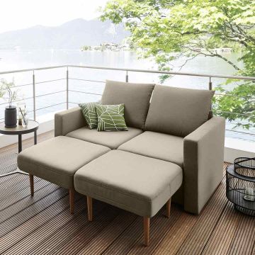 Garten Sofa Set 2 Sitzer wetterfest inkl. 2 Hocker Clou Breite 170 cm