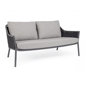 Gartensofa 2-Sitzer grau Aluminium Everly mit Polstern wetterfest