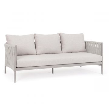 Gartensofa wetterfest 3-Sitzer Aluminium beige Jacinta