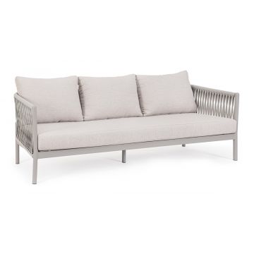 Gartensofa 3 Sitzer Aluminium beige mit Polster Florencia