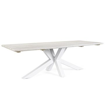 Gartentisch recycle Teak weiß 240x100 cm Aluminium Gestell Reynald