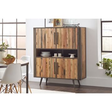 Highboard Nordic 130x45 cm recycelt Bootsholz Metallrahmen