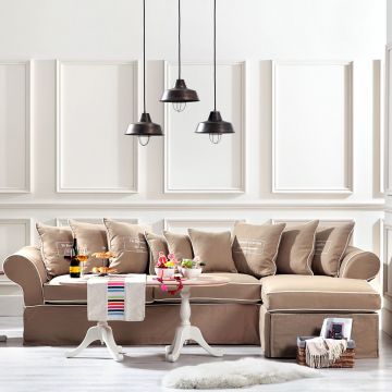 Hussen Ecksofa Landhausstil Ascot abnehmbare Husse opt. Schlaffunktion