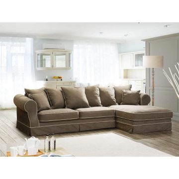 Hussen Ecksofa Elena mit Diwan Landhausstil lose Kissen