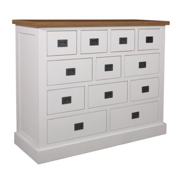 Kommode Landhaus Kubic Oak 12 schubladen