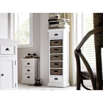 Landhaus Kommode schmal weiß antik 5 Körbe Halifax