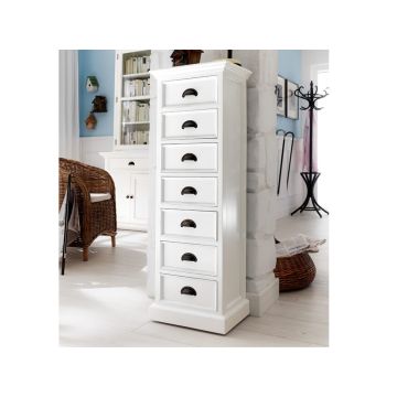 Landhausstil Kommode schmal weiß 7 Schubladen Halifax