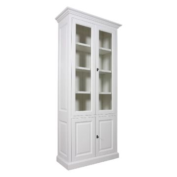 Landhausstil Vitrinenschrank weiß antique mit 4 Türen Glas York andere Farben