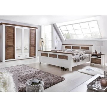 Landhaus Schlafzimmer komplett Pine weiss terra Kleiderschrank 4 Türen