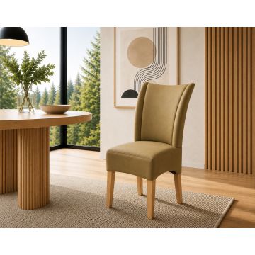 Lederstuhl Lombardo Echt Leder Olive Gestell Gold
