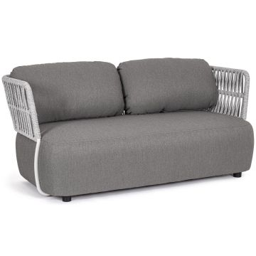 Lounge Sofa Outdoor 2-Sitzer wetterfest Aluminium weiß grau Palmer