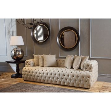 Lounge Sofa Landhausstil 220 cm Stoff Bezug