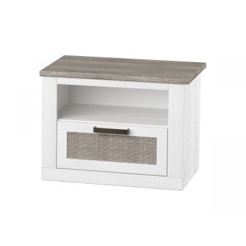 Nachtkommode Lugano Landhaus Pinie weiss taupe