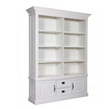 Bücherschrank Landhausstil York Shabby chic 2 Türen 2 Schubladen _ Schmuckseite mit Rahmenfüllung